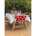 thumbnail image 2 of Outdoor Tablecloth with Umbrella Hole and Zipper, Valentine's Day Rectangle Table Cloth 60x120 Inch Waterproof Tablecloth, Eucalyptus Red Love Heart Grey Check Picnic Table Cover for Patio Camping, 2 of 7