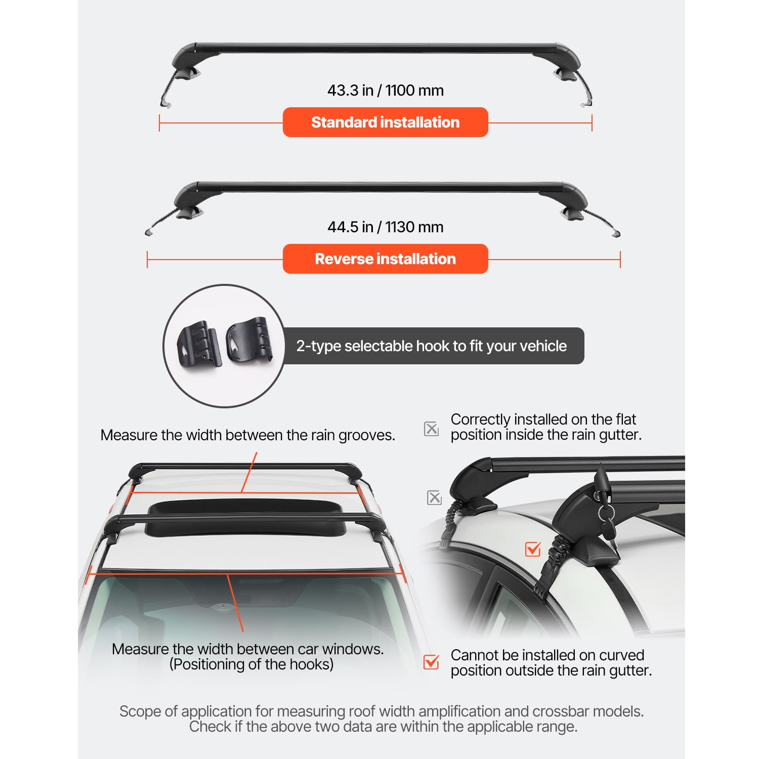 KFFKFF Universal Roof Rack Cross Bars, Suitable for Vehicles Without Raised Rails or Flush Rail, 165 LBS Load Capacity, Lockable Aluminum Crossbar for Rooftop Luggage and Canoe