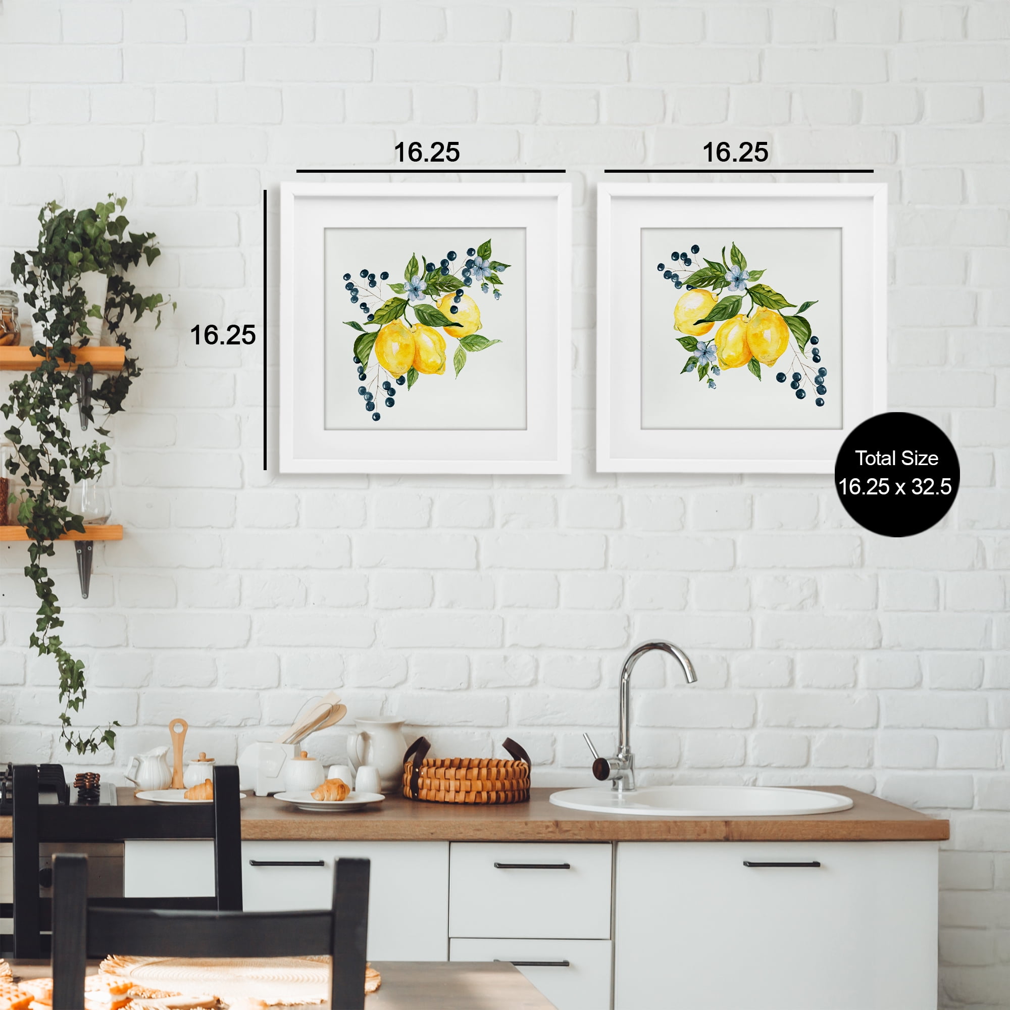 Stupell Industries Citrus & Berries Cluster 2 Piece White Framed Print Under Glass Set, design by Livi Finn