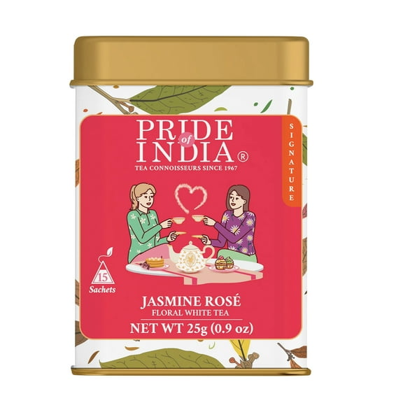Pride of India Jasmine Rose Royal White Tea, 15 Count