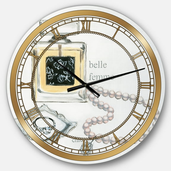 Designart 'Perfume Glam Bathroom I' Glam Wall Clock