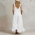thumbnail image 7 of Square Neck Ruffle Hem Jumpsuit for Women - Flowy Wide Leg Boho Overall, Sleeveless Casual Vacation Romper with Pockets White XL, 7 of 7