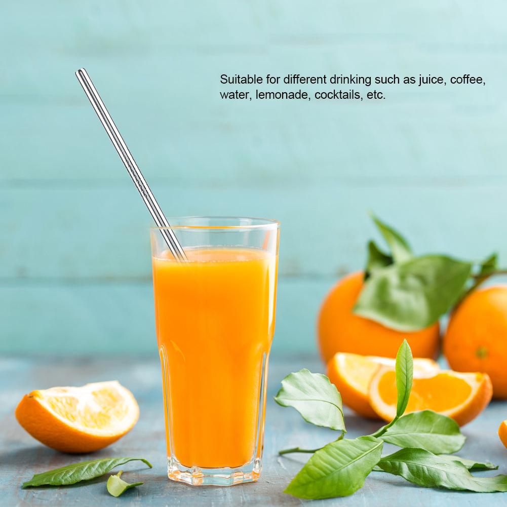 WALFRONT Stainless Steel Metal Reusable Straignt Bent Drinking Straws