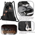 thumbnail image 6 of PlasMaller Drawstring Bag Gym with Pockets Sports Sack with Handle Drawstring Backpack Travel for Men Women (Black), 6 of 6