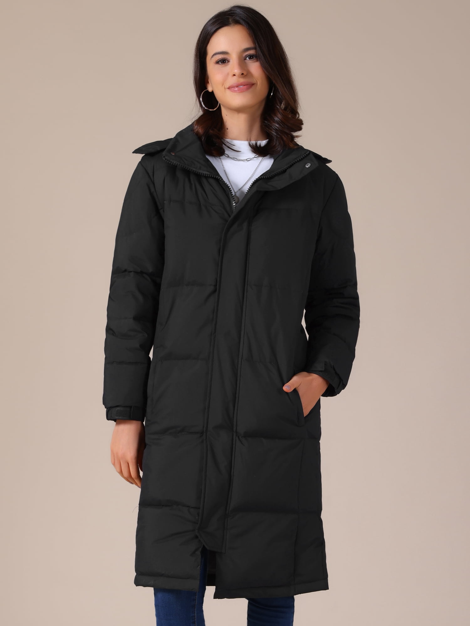 DARING DIVA Women's Warm Parka Down Hooded Outwear Thicken Puffer Coat XL Black
