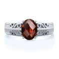 thumbnail image 2 of Gem Stone King 1.53 Ct Oval Checkerboard Red Garnet 925 Sterling Silver Ring (Size 9), 2 of 4