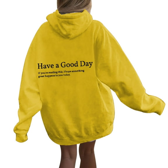 WENWU Women's Sweatshirts Hoodies Long Sleeve Hoodie Lightweight Pullover for Women Unisex Hoodie Yellow Hoodie Y2k Fall Clothes for Women Cute Womens Clothes