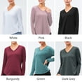 thumbnail image 2 of TFixol Camisas de entrenamiento para mujer sueltas de secado rápido con cuello en V elástico, 2 of 8