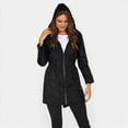 thumbnail image 4 of Chaqueta Impermeable para Mujer con Capucha y Cremallera Frontal de Longitud Media para Exteriores. Negro XL, 4 of 8