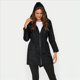 thumbnail image 4 of Chaqueta Impermeable para Mujer con Capucha y Cremallera Frontal de Longitud Media para Exteriores. Negro L, 4 of 8