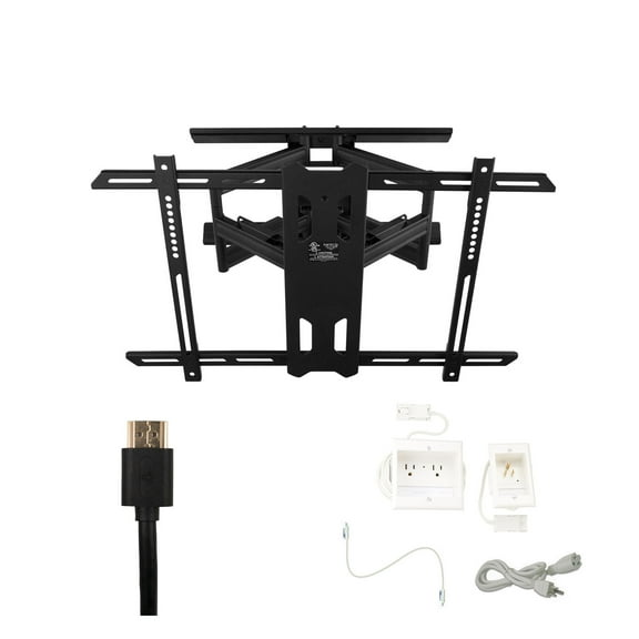 Kanto PDX650 Tv Mounting package W/ DUAL outlet thru wall power kit And HDMI Cable