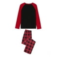 thumbnail image 6 of Christmas Family Pajamas Matching Set, Long Sleeve Letters Santa Claus Print T-shirt with Plaid Pants Sleepwear Loungewear, 6 of 10