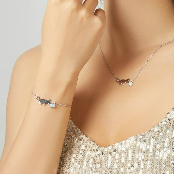925 Sterling Silver Cat Opal Bracelet