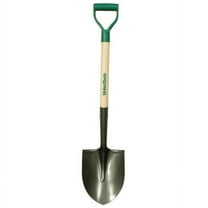 Round Point Shovel, 11.5 in L x 9.25 in W Blade, Round Point, 28 in White Ash; Poly, D-Grip Handle