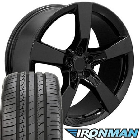 20x9 Wheels, Tires and TPMS Fit Chevy Camaro - Camaro SS Style Black Rims w/Tires - Non-Staggered