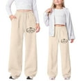 thumbnail image 2 of Tisuna Girls Sweatpants Child Heart Print Elastic Waist Straight Leg Trousers Fashion Comfortable Kids Spring Autumn Pants Beige Size 4-5 Years, 2 of 9