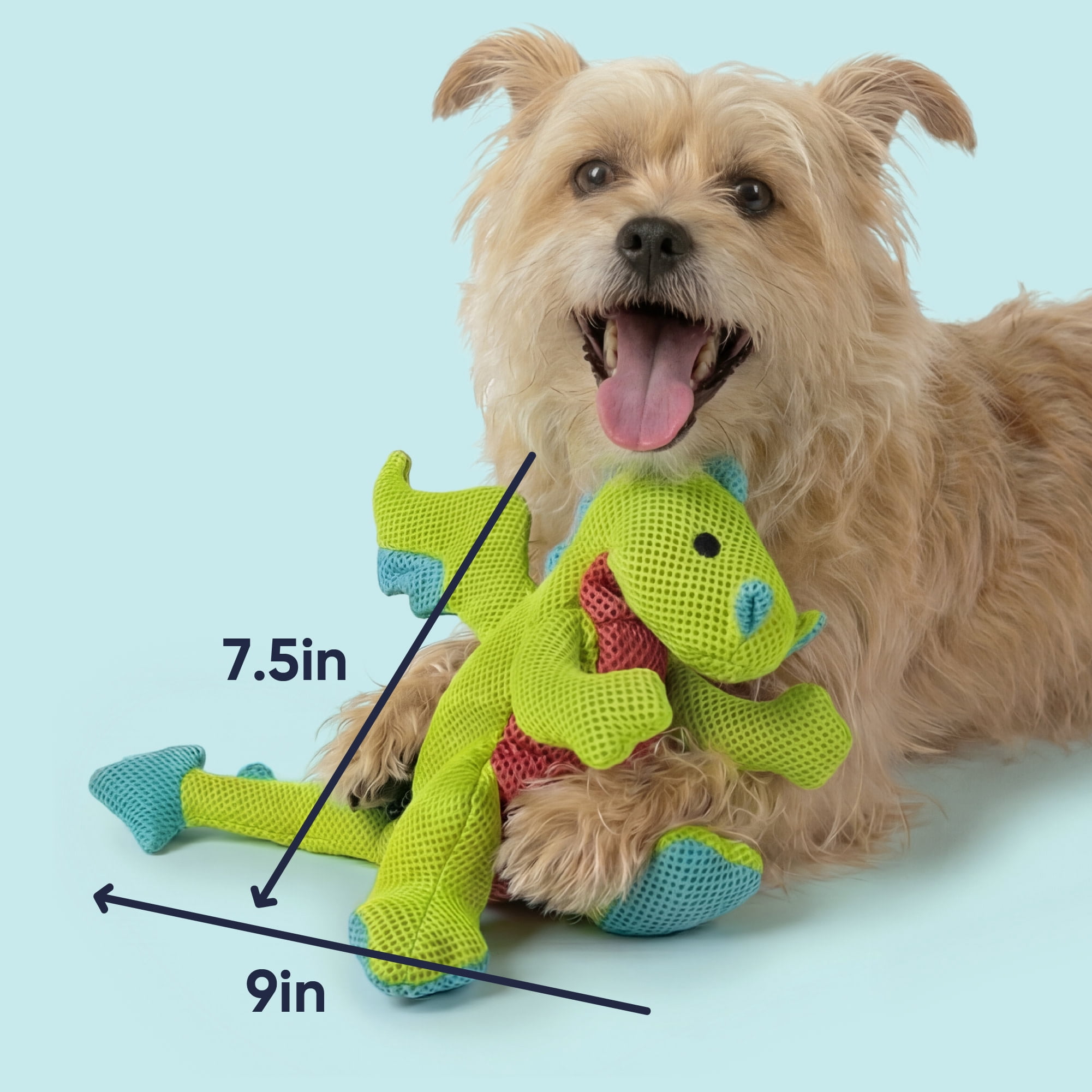 goDog Dragons Double Chew Guard Squeaky Plush Dog Toy, Green, Small