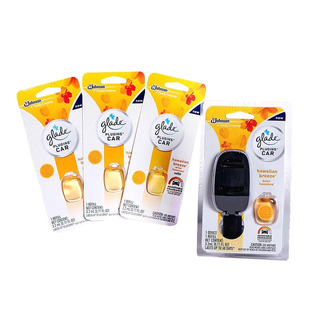 Kit de ambientador para auto Glade Hawaiian Breeze con 1 calentador y 4 recargas