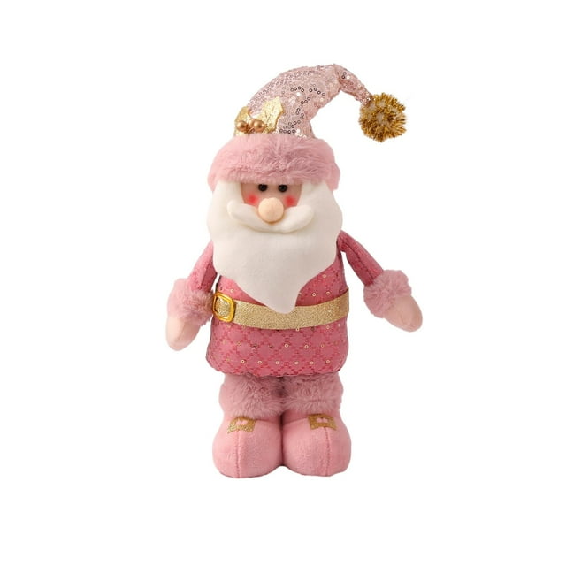 WJCA Standing Santa Claus Figure with Retractable Spring Legs, Festive Sequin Hat Holiday Decor for Home Tabletop, Snowman Design