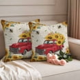 thumbnail image 2 of Vintage Red Car Pillow Covers 2 Pack Yellow Sunflower Bee Leaves Spring Plant Pillowcase Waterproof Outdoor Throw Pillow Cover for Patio Garden Square Cushion 20”x20”, 2 of 9
