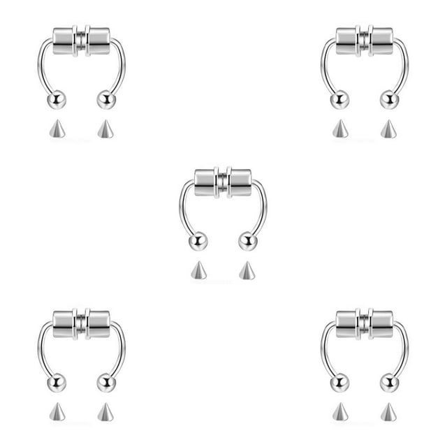 maskred 1/2/3/5 2021 New Fake Nose Ring Alloy Nose Hoop Septum Rings For Metal color 5PCS