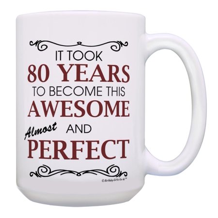 ThisWear 80th 80 Years Awesome 80th Birthday Gift 15oz Ceramic Coffee Mug with Handle