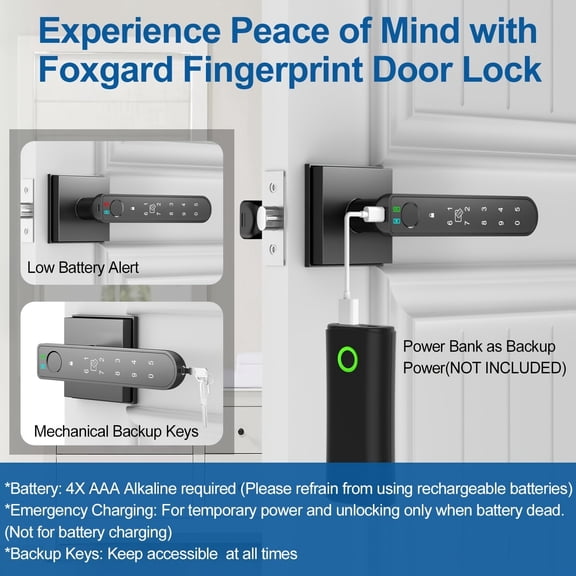 Tuya Smart Door Lock: Fingerprint, Keypad, App, IC Card & Key Entry, 100 Prints, Auto-Lock, Door Direction Detect, Anti-Peep, Low Battery Alert