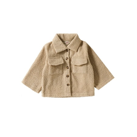

Peyakidsaa Kids Baby Boys Girls Casaul Coat Solid Color Lapel Long Sleeve Jacket Pockets