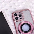 thumbnail image 5 of Magnetic Case for iPhone 13 Pro with Holder Stand,Glitter Plated Bling Luxury Rhinestone Phone Case（Compatible with MagSafe） Shockproof Kickstand Design for iPhone 13 Pro-Pink, 5 of 8