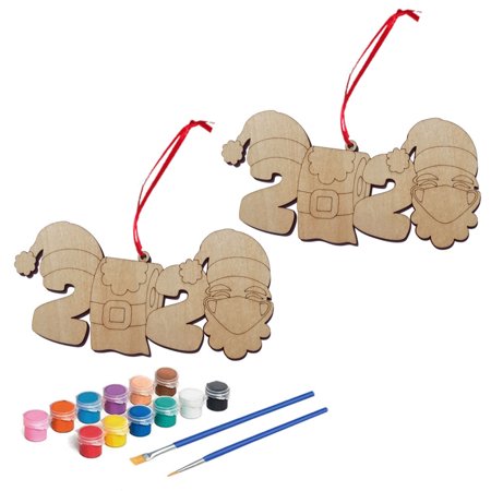

ZPAQI 2020 Snowman Santa Elk with Face Mask Ornament Christmas Tree Hanging Pendant DIY with Paints Brush Pens New Year Festival Party Decoration