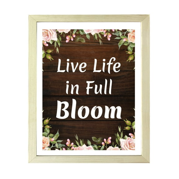 Designs ByLITA Live Life In Full Bloom, 5 x 7 Wooden Wall Print (Framed) | Home Decor