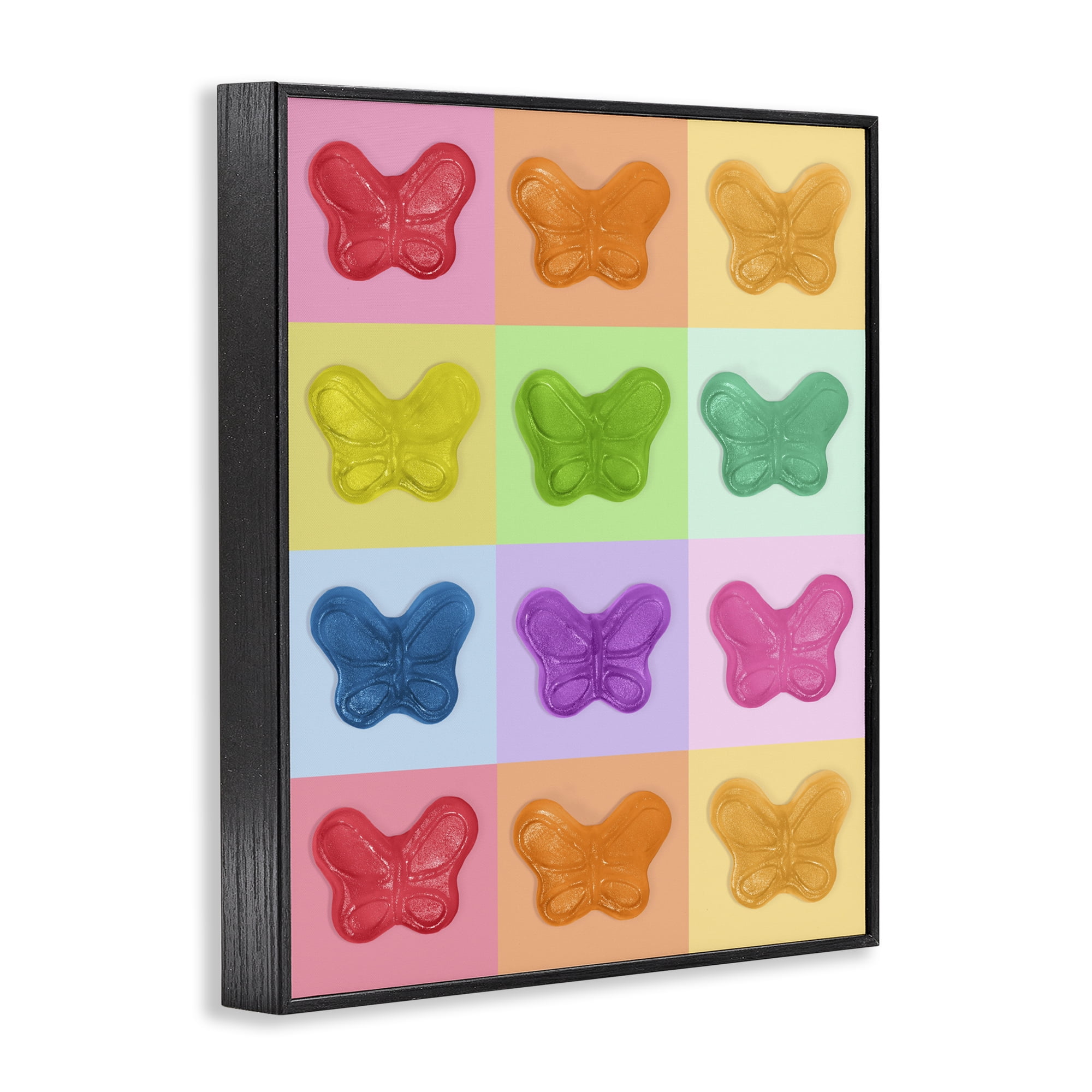 Stupell Industries Colorful Butterflies Candy Black Framed Giclee Art, design by LISH Creative