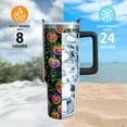 thumbnail image 3 of Pumpkin Halloween Gifts for Women Men, Horror Pumpkin Face Stainless Steel Insulated Travel Coffee Cup, 40 Oz Tumbler with Handle and Straw, Holiday Birthday Water Bottle, 3 of 6