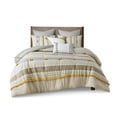 thumbnail image 3 of JERFIT 3-Piece Gray and Yellow Stripe Cotton Comforter Set with Pom Poms, Full Queen Bedding Set, Hypoallergenic & OEKO-TEX Certified, 3 of 7