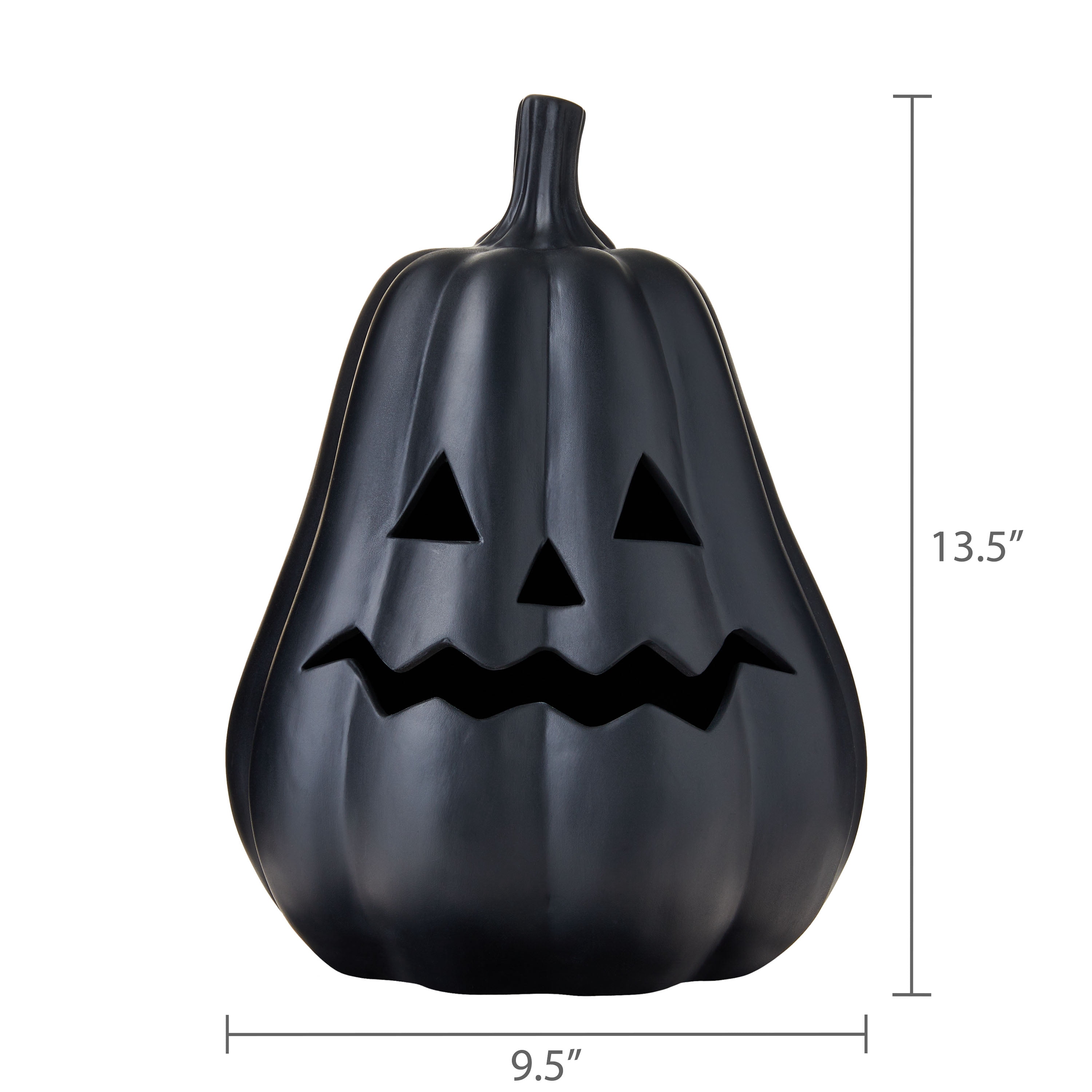 Clay Pumpkin Jack-o'-Lantern Tabletop Decor, Black, 13", Fall Indoor by Way To Celebrate