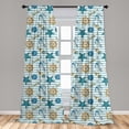 thumbnail image 5 of Ambesonne Nautical Curtains, Anchor Wheel Starfish, Pair of 28"x95", Blue and Apricot, 5 of 5