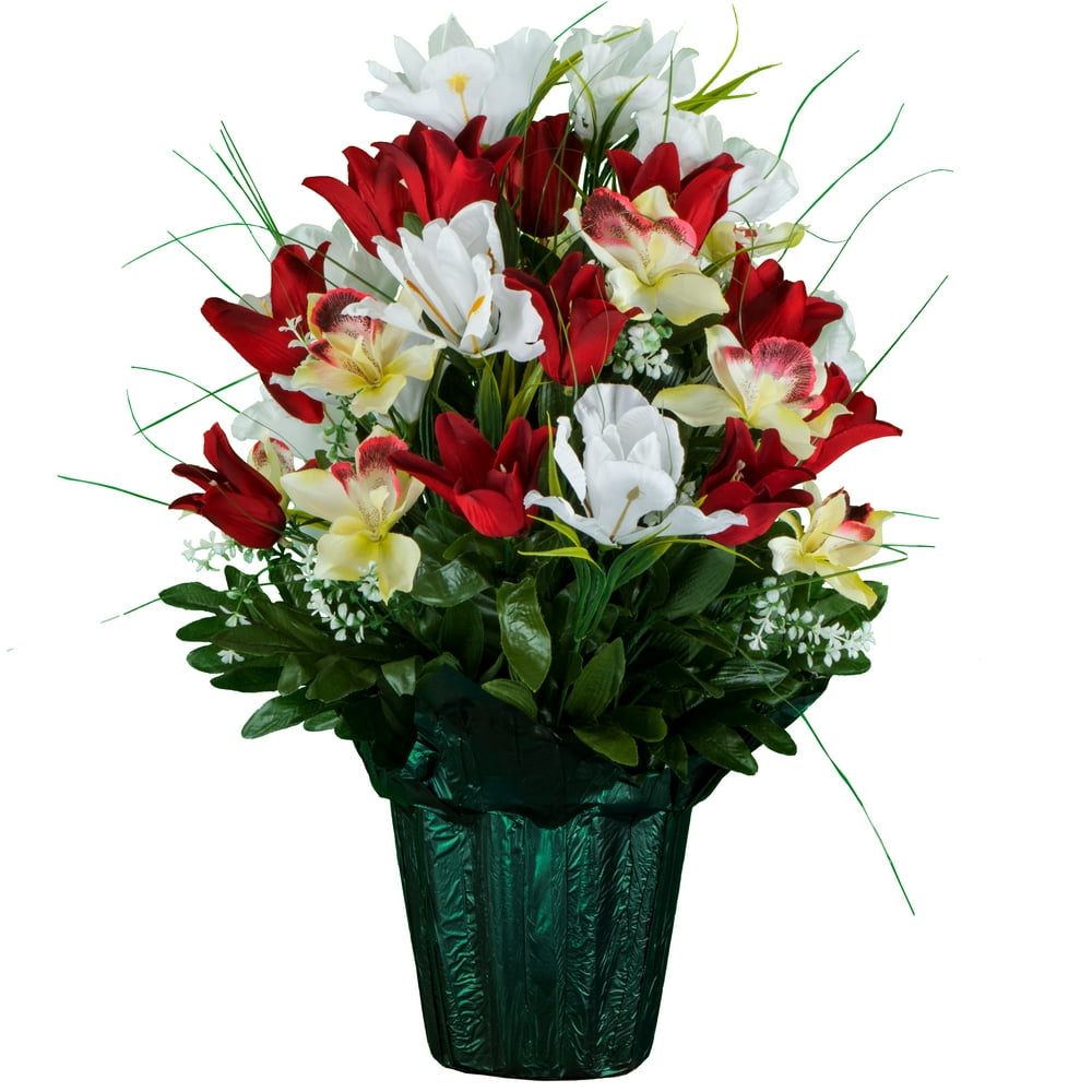 Sympathy Silks Outside Weighted Pot Silk Bouquet Artificial Fade