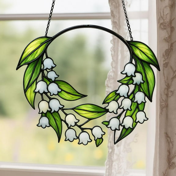 Lily of the Valley Acrylic Suncatcher, Spring Flower Window Hanging, Lily of the Valley Stained Glass,Flower Suncatcher,Botanical Suncatcher