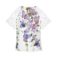 thumbnail image 4 of Ersazi Dressy Blouses for Women Women Fashion Summer cute Fold Printed Regular Women Short Sleeves V Neck Button Top Teacher Tshirts 3- Purple T-Shirts for Women S, 4 of 5