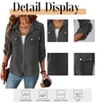 thumbnail image 5 of Women’s Jackets Fall Long Sleeve Lapel Zipper Pocket Button Street Style Casual Chic Motorcycle Coat S-2XL, 5 of 7