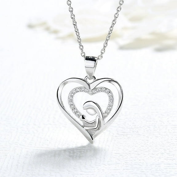 925 sterling silver mother and son embrace necklace for women love pendant collarbone chain