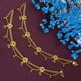 thumbnail image 2 of Efulgenz Indian Anklets for Women with Layered Chain Antique Gold Tone Boho Gothic Vintage Rhinestone Ankle Bracelet Pair Anklet Set with Faux Pearl Charms Payal Beach Barefoot Feet Jewelry for Women, 2 of 6