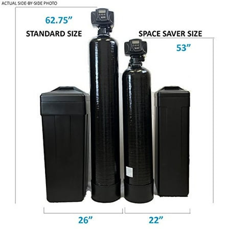 ABCwaters SS8-BLK Space Saver Fleck 5600sxt 48000 Water Softener with Hardness Test + Install Kit Black