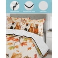 thumbnail image 3 of Full Size Quilt Bedding Set, Fall Cat Reversible Summer Quilt 3 Pieces, Thanksgiving Autumn Harvest Pumpkins Leaves Orange Lightweight Bedspreads Coverlets with 2 Pillow Shams for All Seasons, 3 of 5