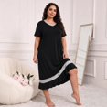 thumbnail image 5 of akafmk Long Nightgowns for Women Short Sleeve Sleep Dress Ruffle Hem Casual Fashion Soft Sleepwear Homewear House Dress, Sizes XL, 5 of 8