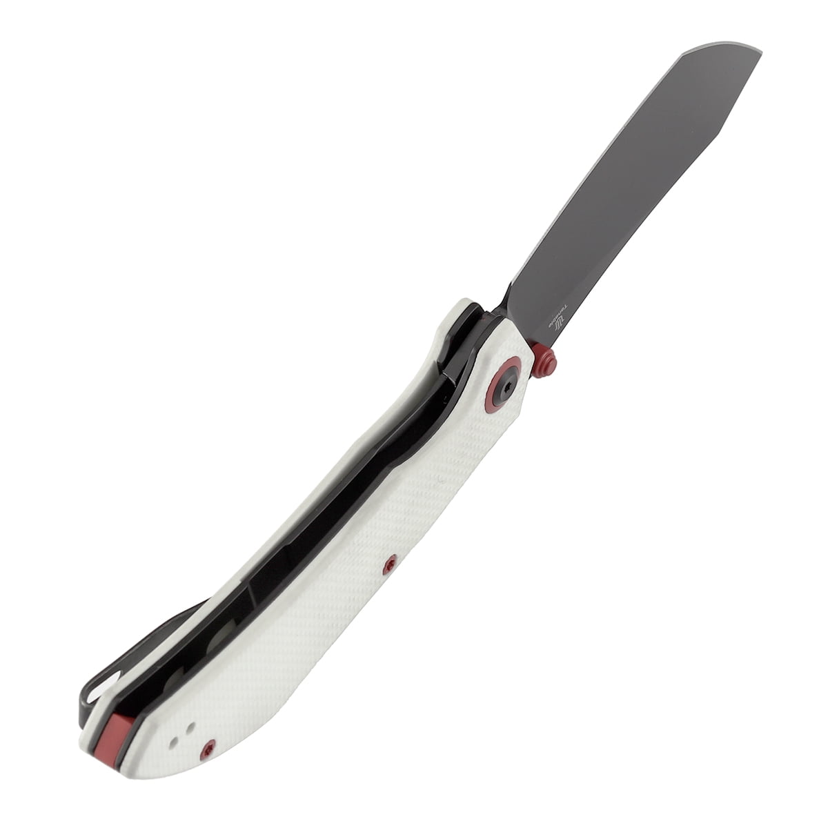 Tenable Tipper Folding Pocket Knife .39'' Blackwash Nitro V Blade,White G10 Handle,B1079A4