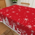 thumbnail image 6 of Nanqianyi Winter Snowflake Christmas Tablecloths 60x84 inch Rectangle, Snow Trees Elk Printed Red Table Cloths for Xmas Family Gatherings Decor, 6 of 11
