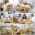 thumbnail image 6 of Yellow Sunflower Bedding 3 Piece Duvet Cover Set California King, Watercolor Retro Floral Plant Leaf Soft Microfiber Comforter Cover with Zipper Closure & Pillowcases, FadeResistant Quilt Cover, 6 of 9