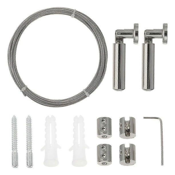 1 Set 5M Stainless Steel Clothes Hanging String Curtain Drape Wire Rod Set