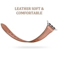 thumbnail image 7 of BANDOVA Slim Genuine Leather Band Compatible with Apple Watch, Women's Thin Replacement Strap, Brown with Silver, 38/40/41mm, 7 of 7